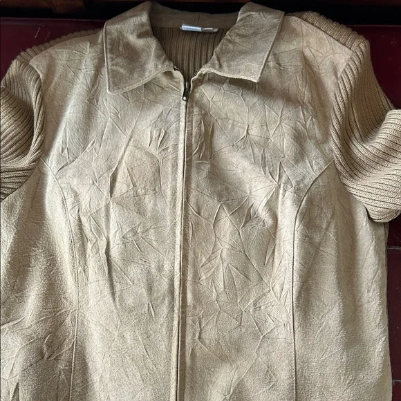 Coldwater Creek Suede and Sweater Jacket with Ribbed Sleeves - Picture 9 of 9